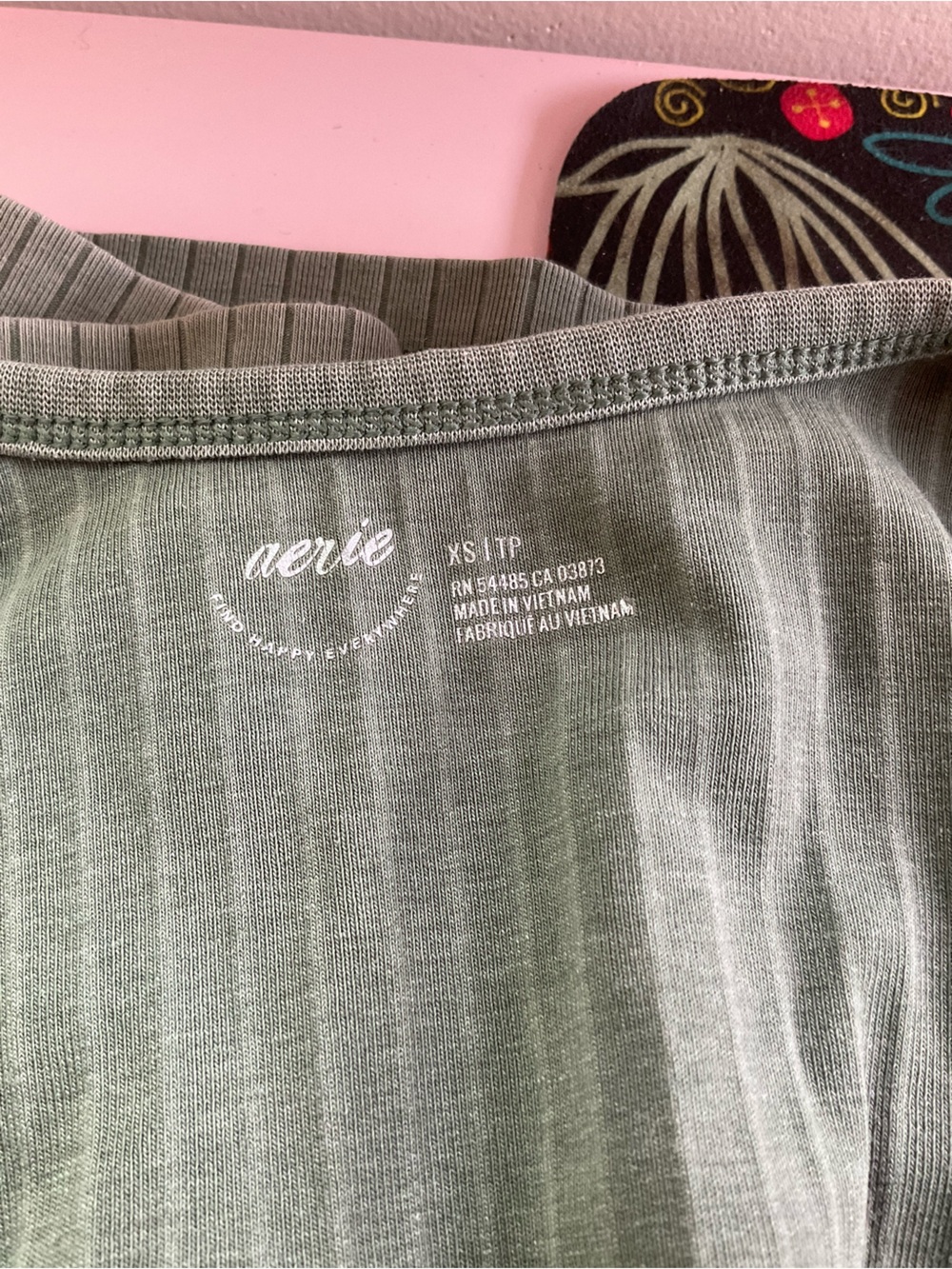 🐛Aerie Sage Green Ribbed Scoop Neck Tank Top Size XS Loungewear - Picture 3 of 4